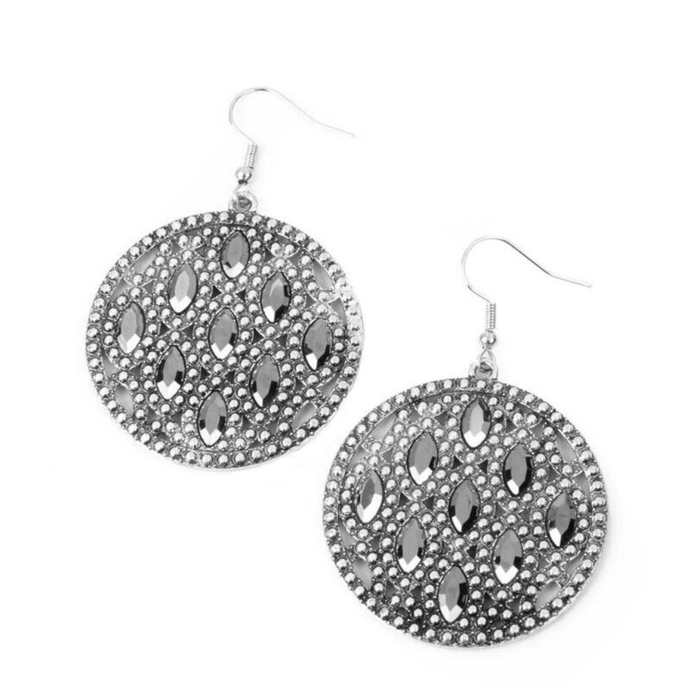 Paparazzi Medallion Stallion White Earrings